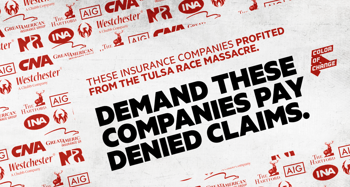 Tell CNA and all insurance companies associated with the Tulsa Race Massacre to pay all outstanding claims now!