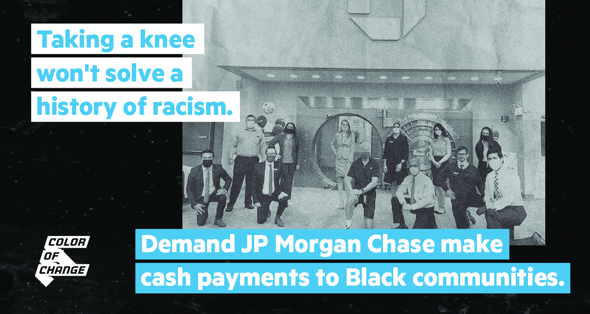 JP Morgan Chase must face its history of slavery. Demand JP Morgan Chase make cash payments to Black communities.