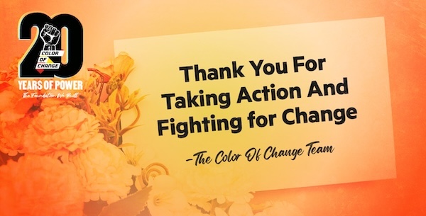 Thank you for taking action and fighting for change